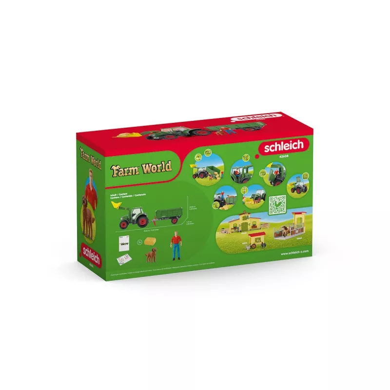 Traktors ar piekabi Schleich FARM WORLD 42608 Melns Zaļš Sarkans Dzeltens