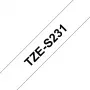 Etiķešu lente Brother TZe-S231 12mm melns uz balta