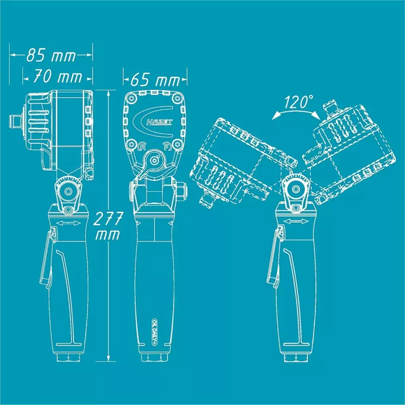Triecienuzgriežņu atslēga Hazet 9012ATT 1/2 collu pievads — atskrūvēšanas griezes moments 550 Nm