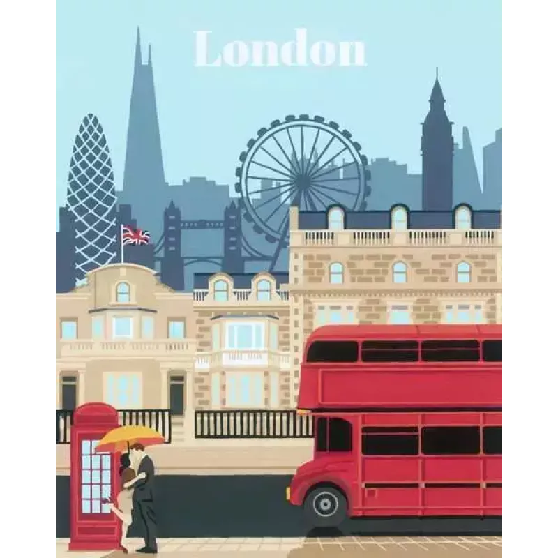 Gleznošanas komplekts Ravensburger CreArt — Krāsainā Londona (modelis 23525) audekla gleznošanai ar numurētu ceļvedi