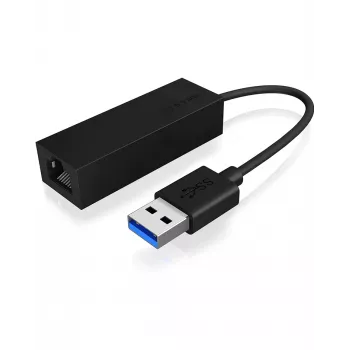 ICY BOX USB 3.0 A-Type uz RJ-45 Ethernet pieslēgvietu, vadu, USB, Ethernet, 1000 Mbit/s, Melns
