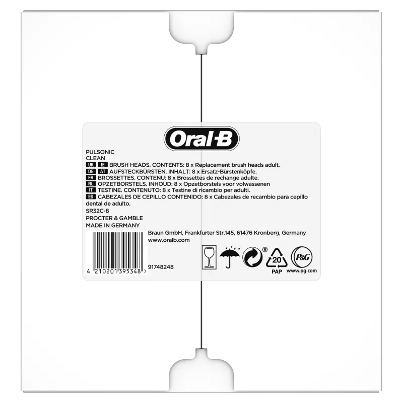 Oral-B Pulsonic Clean 81748491 zobu birstes galviņa 8 gab. Balts