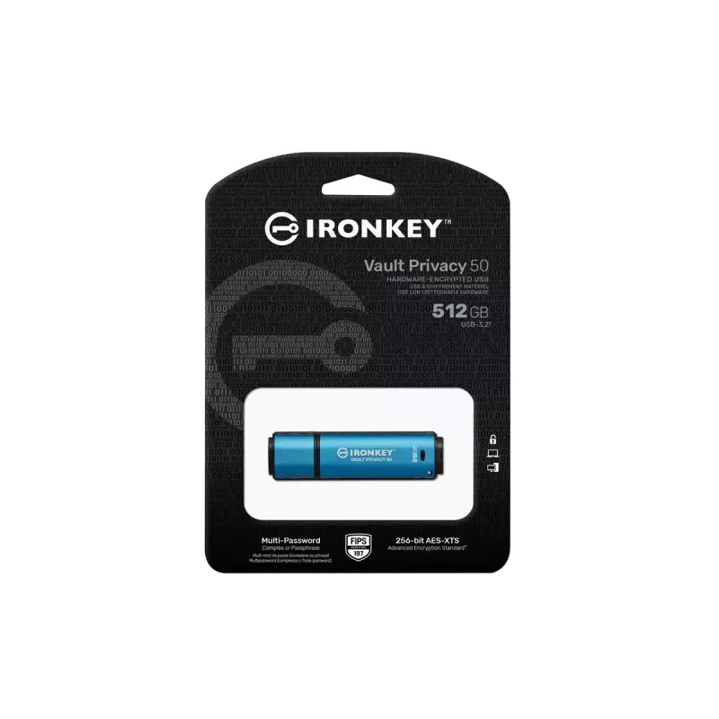 USB zibatmiņa Kingston Technology 512GB IronKey Vault Privacy 50 AES-256