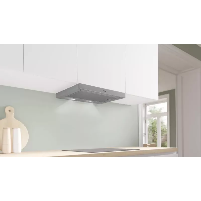 Bosch Serie 2 DFL063W57 tvaika nosūcējs Daļēji iebūvēts (izvelkams) Metālisks, Sudraba 351 m³/h