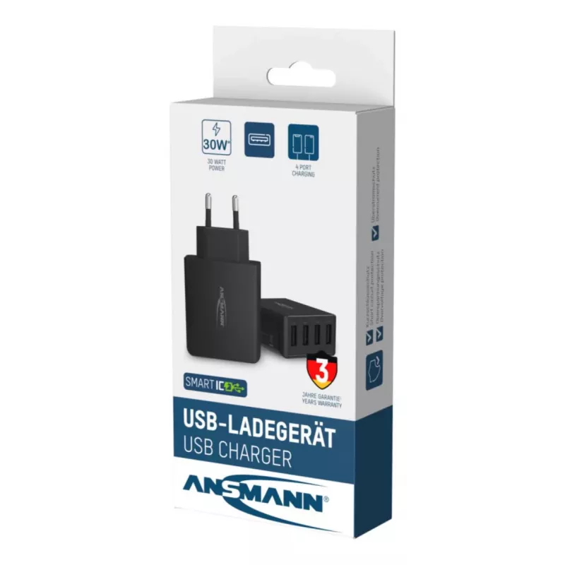 ANSMANN sienas USB lādētājs, 4 pieslēgvietas