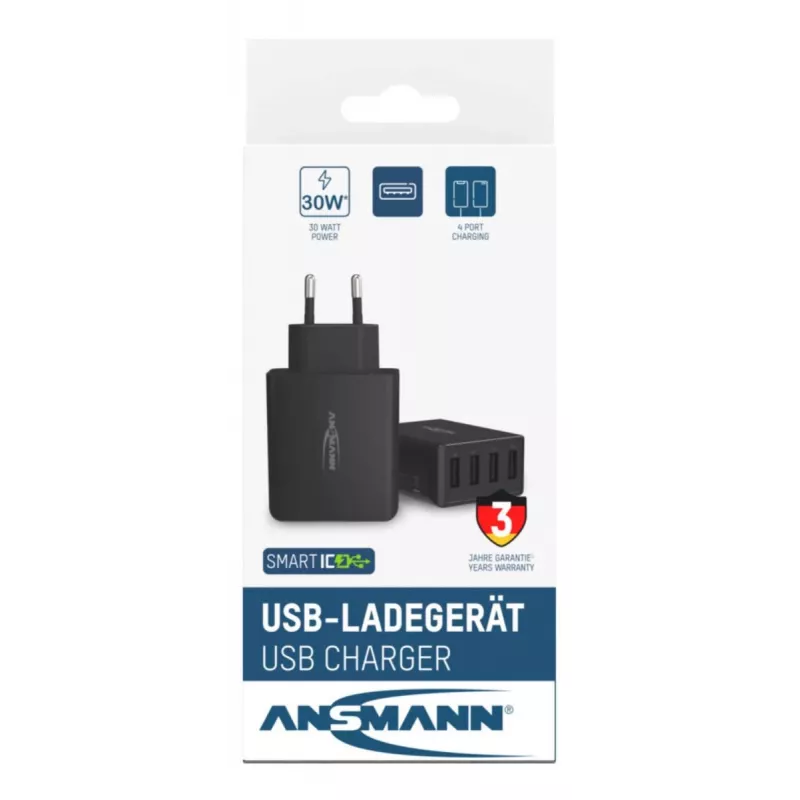 ANSMANN sienas USB lādētājs, 4 pieslēgvietas