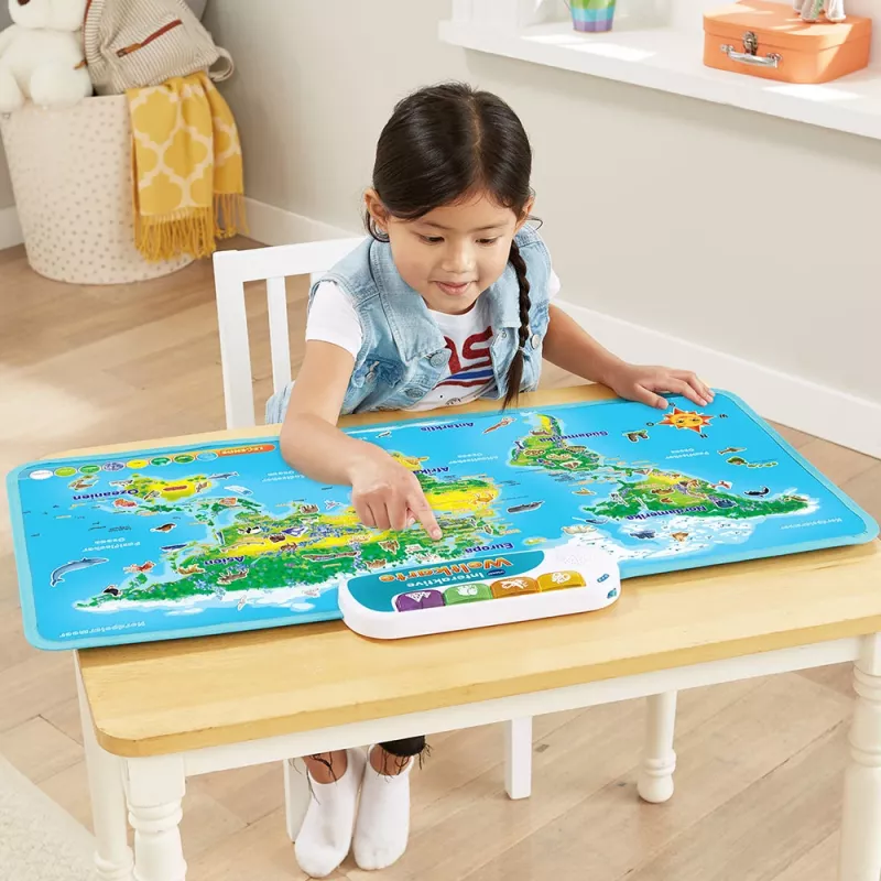 VTech Interaktīvā pasaules karte, 6 gadi, skaņas efekti, nepieciešamas baterijas, AA, daudzkrāsu