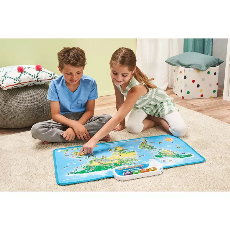 VTech Interaktīvā pasaules karte, 6 gadi, skaņas efekti, nepieciešamas baterijas, AA, daudzkrāsu