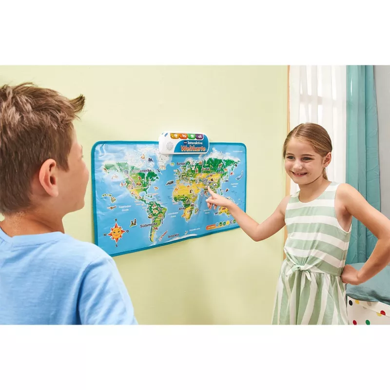 VTech Interaktīvā pasaules karte, 6 gadi, skaņas efekti, nepieciešamas baterijas, AA, daudzkrāsu