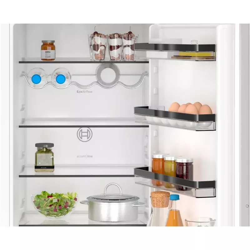 Iebūvējamais ledusskapis-saldētava Bosch Serie 4 KIN96VFD0 — 290 L kopējā ietilpība (215 L ledusskapis / 75 L saldētava), NoFrost, apakšējā saldētava, maināmas durvis