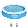 Bestway Fast Set apaļais piepūšamais baseina komplekts 3,05 m x 66 cm, 3200 L, piepūšamais baseins, bērniem un pieaugušajiem, zils, balts, 9,26 kg