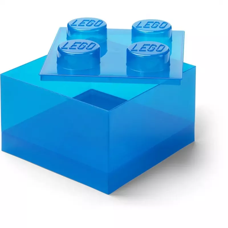 Uzglabāšanas kaste Room Copenhagen LEGO Storage Brick 4 Top Lid Glitter — zila/caurspīdīga