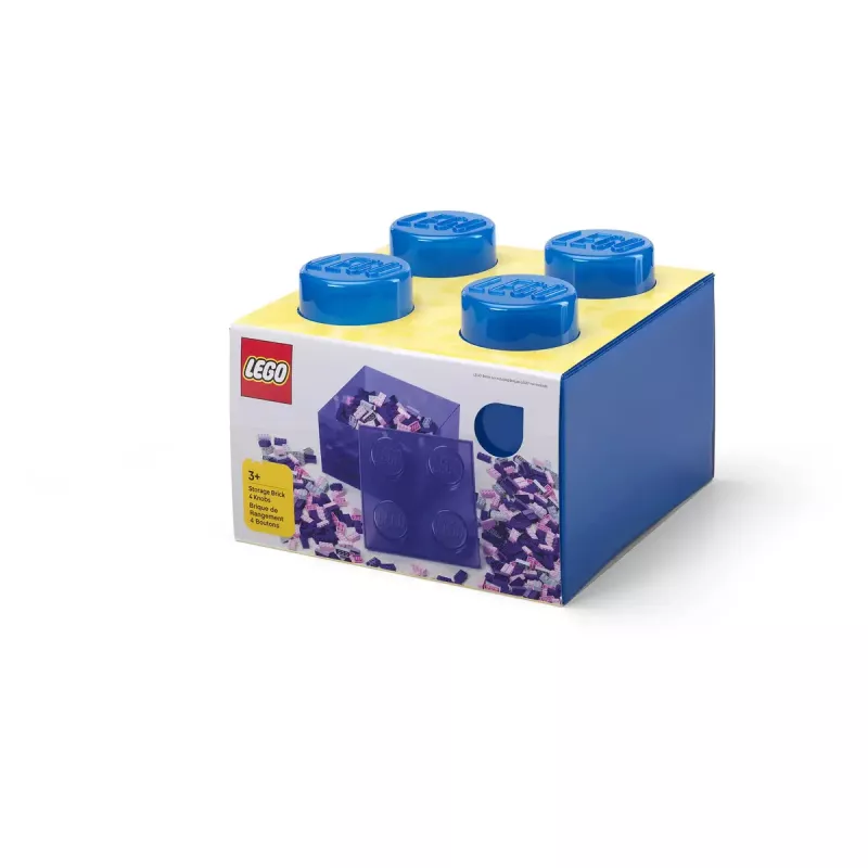 Uzglabāšanas kaste Room Copenhagen LEGO Storage Brick 4 Top Lid Glitter — zila/caurspīdīga