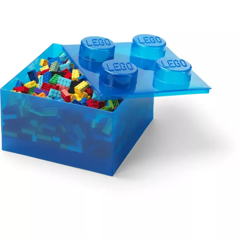 Uzglabāšanas kaste Room Copenhagen LEGO Storage Brick 4 Top Lid Glitter — zila/caurspīdīga