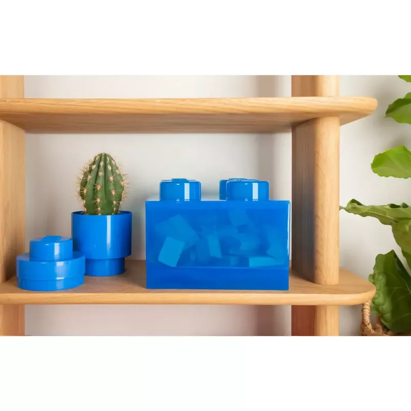 Uzglabāšanas kaste Room Copenhagen LEGO Storage Brick 4 Top Lid Glitter — zila/caurspīdīga