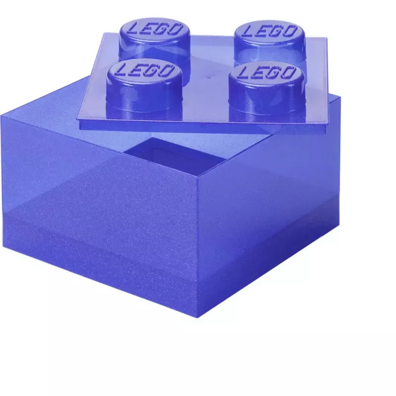 Uzglabāšanas kaste Room Copenhagen LEGO Storage Brick 4 Top Lid Glitter — purpursarkana/caurspīdīga