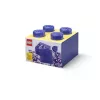 Uzglabāšanas kaste Room Copenhagen LEGO Storage Brick 4 Top Lid Glitter — purpursarkana/caurspīdīga