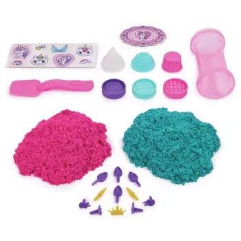 Kinetic Sand Shimmer, Unicorn Bake Shoppe Playset, 16oz (Shimmer Teal un Pink Neon), 8 Unicorn Tools, Sensorās rotaļlietas bērniem no 3 gadu vecuma