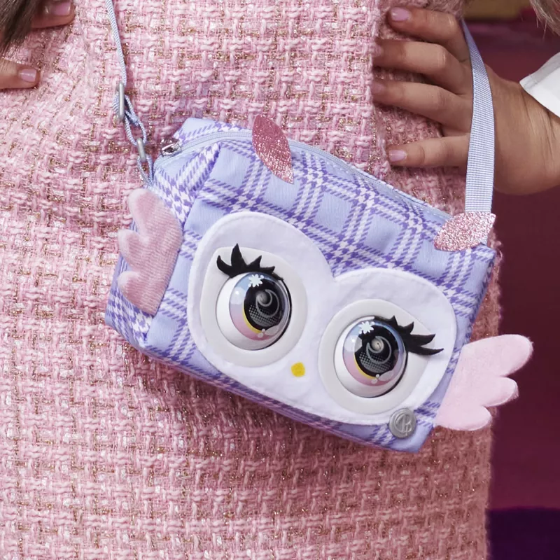 Purse Pets, Print Perfect Hoot Couture Owl, interaktīva mājdzīvnieka rotaļlieta un rokassomiņa ar vairāk nekā 30 skaņām un reakcijām, rotaļlietas meitenēm no 5 gadu vecuma