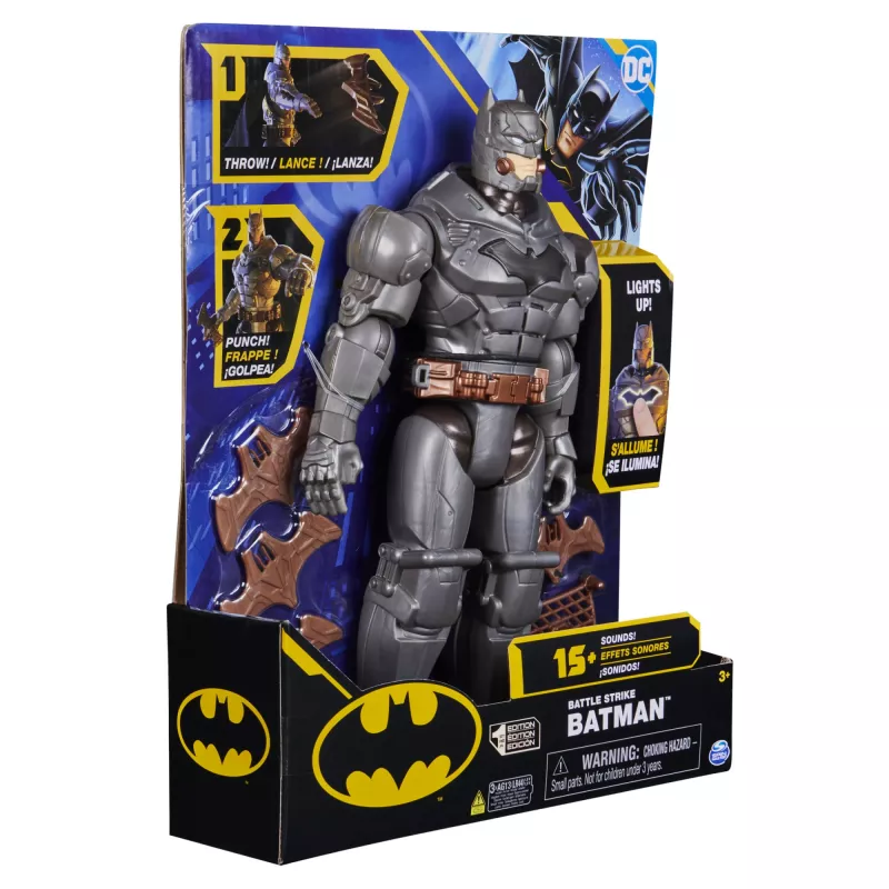 DC Comics , Battle Strike Batman 12 collu darbības figūra, 5 piederumi, 20+ skaņas, kolekcionējamas bērnu rotaļlietas zēniem un meitenēm no 3 gadu vecuma