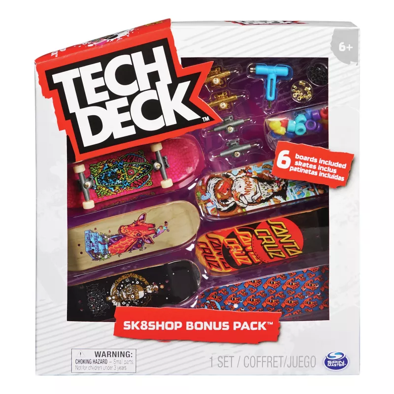 Tech Deck, Sk8shop Fingerboard Bonus Pack, kolekcionējami un pielāgojami mini skeitbordi (stili var atšķirties)