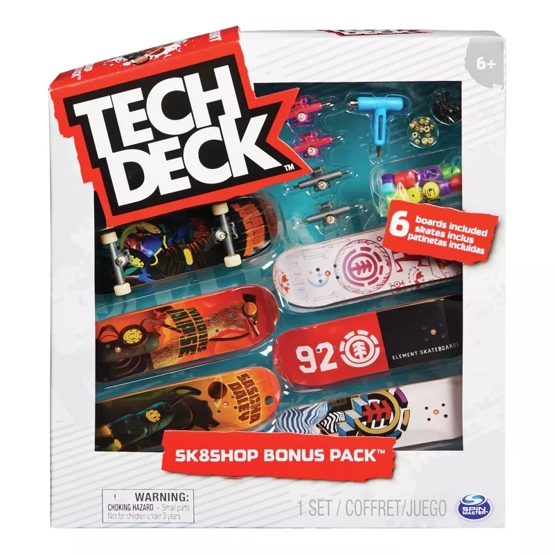 Tech Deck, Sk8shop Fingerboard Bonus Pack, kolekcionējami un pielāgojami mini skeitbordi (stili var atšķirties)