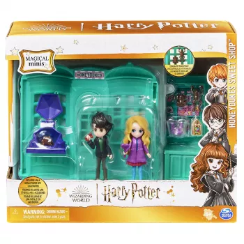 Wizarding World Harry Potter, Magical Minis Honeydukes Sweet Shop ar 2 ekskluzīvām figūriņām un 5 aksesuāriem, bērnu rotaļlietas vecumam no 6 gadiem
