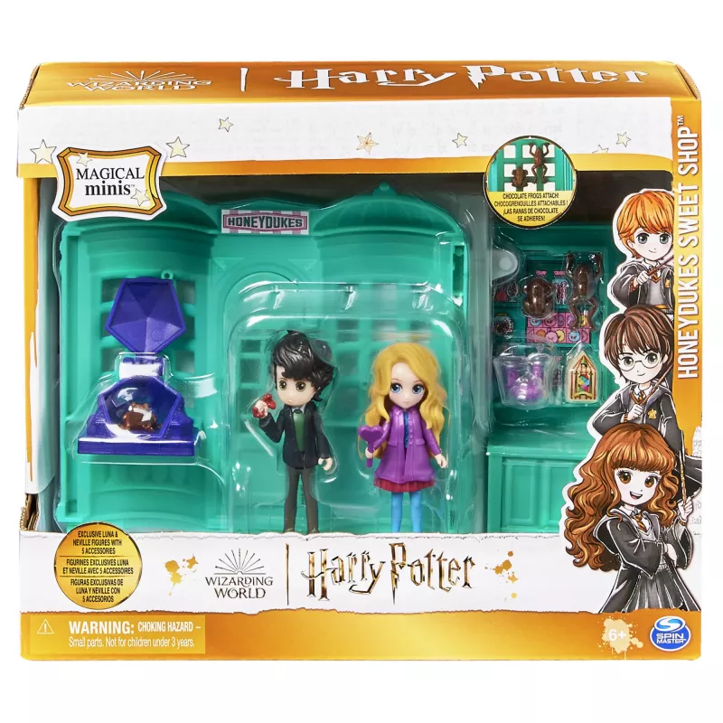 Wizarding World Harry Potter, Magical Minis Honeydukes Sweet Shop ar 2 ekskluzīvām figūriņām un 5 aksesuāriem, bērnu rotaļlietas vecumam no 6 gadiem