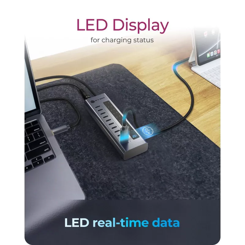 USB centrmezgls icybox IB-HUB1450-C31 — 10 porti, USB 3.2