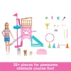 Barbie and Stacie to the Rescue kucēnu rotaļu laukuma komplekts ar lelli, 3 mājdzīvnieku suņu figūriņām un piederumiem