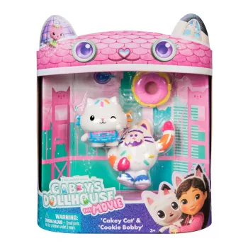 Gabby's Dollhouse: Filma, Cakey Cat & Cookie Bobby, rotaļu figūriņu komplekts ar 2 aksesuāriem, bērnu rotaļlietas meitenēm un zēniem no 3 gadu vecuma