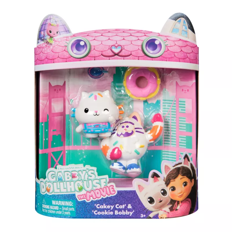 Gabby's Dollhouse: Filma, Cakey Cat & Cookie Bobby, rotaļu figūriņu komplekts ar 2 aksesuāriem, bērnu rotaļlietas meitenēm un zēniem no 3 gadu vecuma