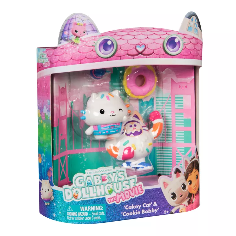 Gabby's Dollhouse: Filma, Cakey Cat & Cookie Bobby, rotaļu figūriņu komplekts ar 2 aksesuāriem, bērnu rotaļlietas meitenēm un zēniem no 3 gadu vecuma