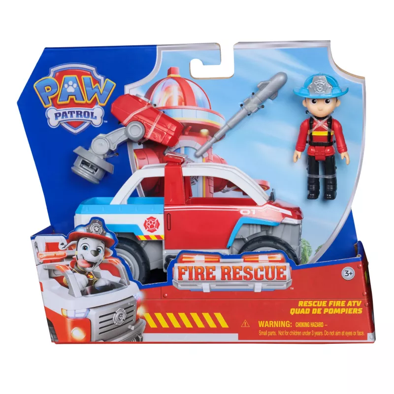 Rotaļu transportlīdzeklis Spin Master Paw Patrol Fire Rescue Ryder's glābšanas transportlīdzeklis ar drona palaišanas ierīci un Ryder figūru