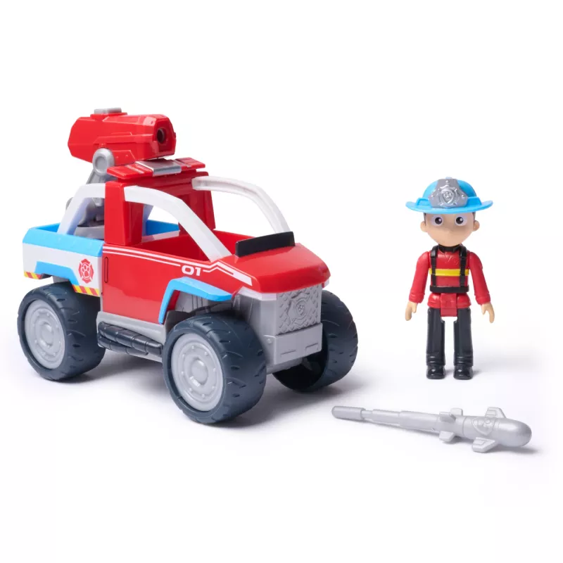 Rotaļu transportlīdzeklis Spin Master Paw Patrol Fire Rescue Ryder's glābšanas transportlīdzeklis ar drona palaišanas ierīci un Ryder figūru
