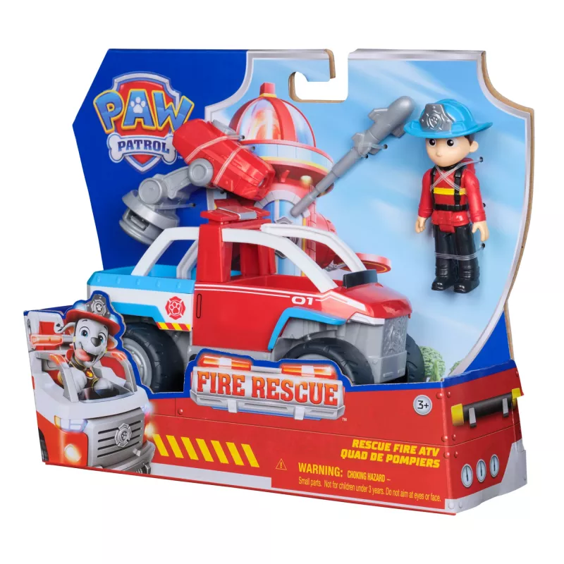 Rotaļu transportlīdzeklis Spin Master Paw Patrol Fire Rescue Ryder's glābšanas transportlīdzeklis ar drona palaišanas ierīci un Ryder figūru