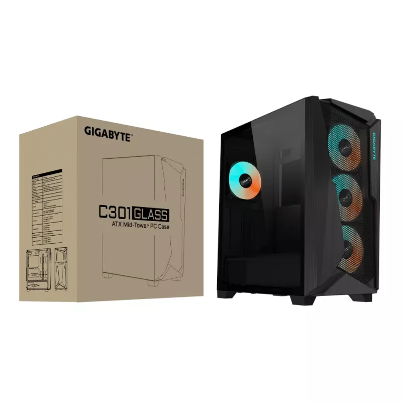 GIGABYTE C301 GLASS Midi Tower Melns