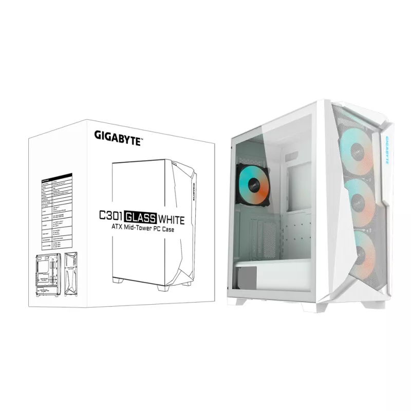 GIGABYTE C301GW datora korpuss Midi Tower balts