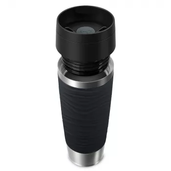 EMSA Travel Mug Waves Grande 500 ml melns, nerūsējošais tērauds