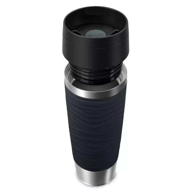 EMSA Travel Mug Waves Grande 500 ml melns, nerūsējošais tērauds