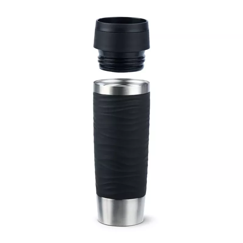 EMSA Travel Mug Waves Grande 500 ml melns, nerūsējošais tērauds
