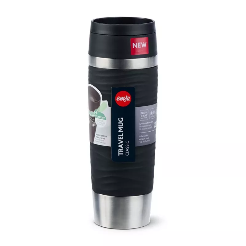 EMSA Travel Mug Waves Grande 500 ml melns, nerūsējošais tērauds
