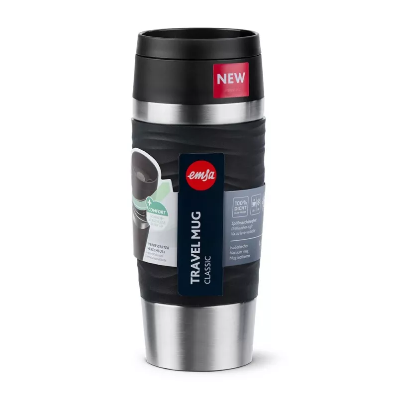 EMSA Travel Mug Waves 360 ml melns nerūsējošā tērauda ceļojuma krūze