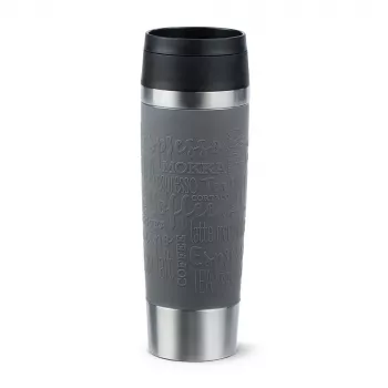 EMSA N2022300 Travel Mug Classic Grande termokrūze, 500 ml, nerūsējošais tērauds/PP/silikons, Quick Press vāciņš, pelēka