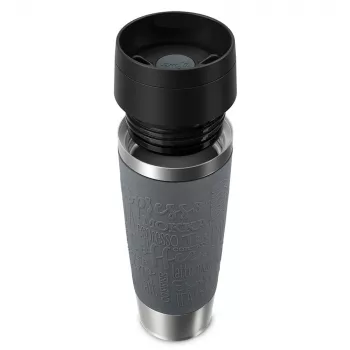 EMSA N2022300 Travel Mug Classic Grande termokrūze, 500 ml, nerūsējošais tērauds/PP/silikons, Quick Press vāciņš, pelēka