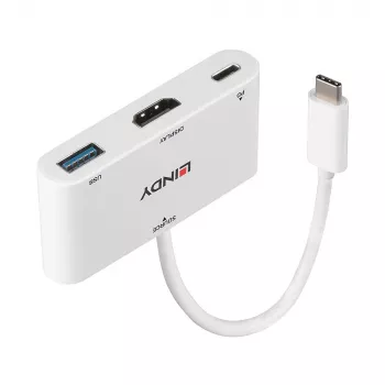 Lindy USB 3.2 Type C uz HDMI pārveidotājs ar USB Type A portu un jaudas piegādi