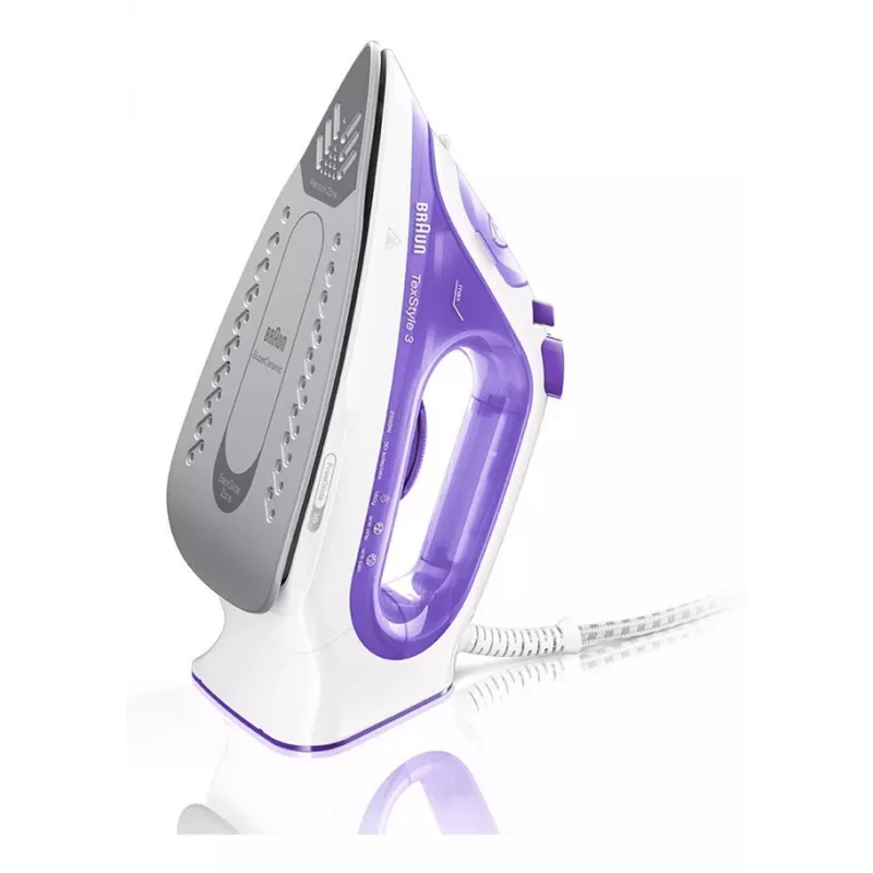 Braun TexStyle 3 SI3042VI tvaika gludeklis ar keramikas zoli 2350 W violets, sudrabains, balts