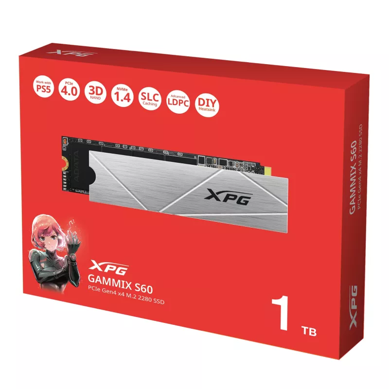 SSD disks ADATA 1 TB M.2 PCI Express 4.0 NVMe GAMMIX S60