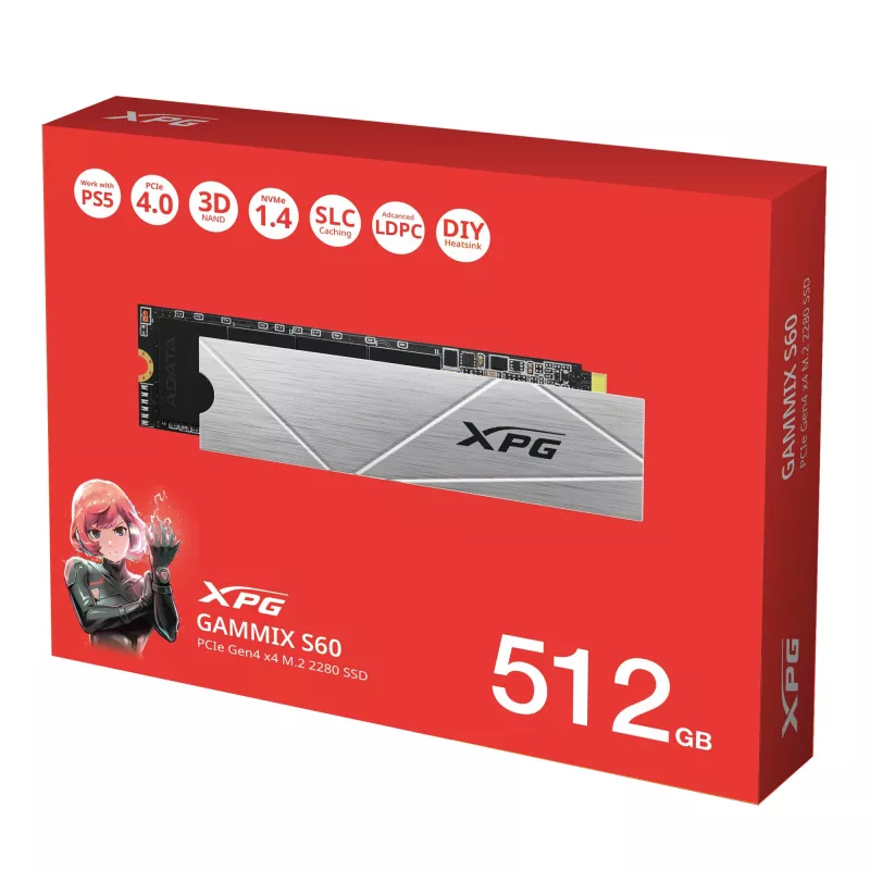 SSD disks ADATA 512 GB M.2 PCI Express 4.0 NVMe GAMMIX S60