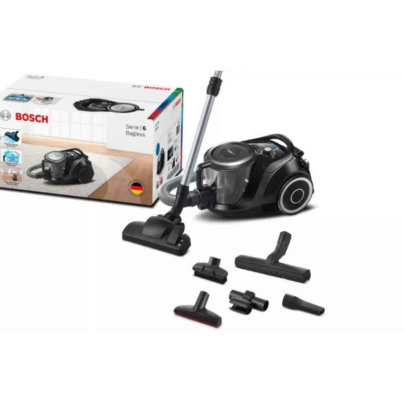 Bosch Serie 6 BGC41XSIL putekļsūcējs 2,4 L cilindriskā tipa putekļsūcējs Sausā tīrīšana 700 W bez maisiņa